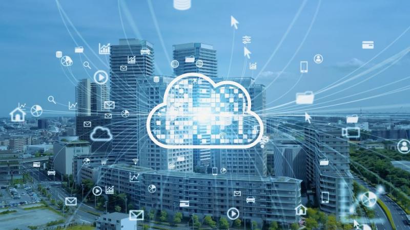 Concept of moving technology to the digital cloud