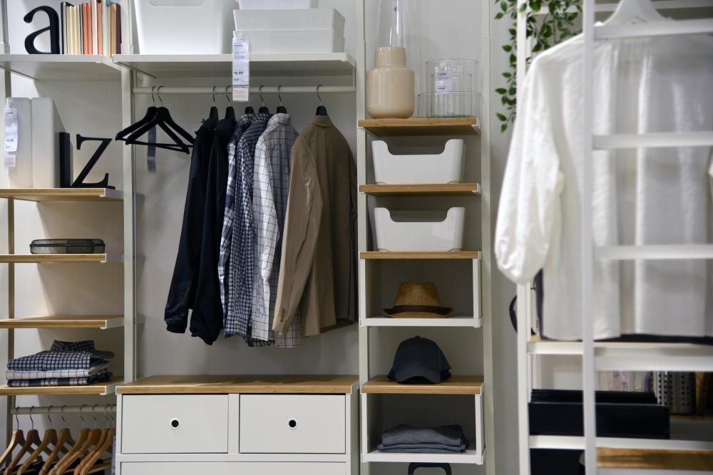 a shelf in a room