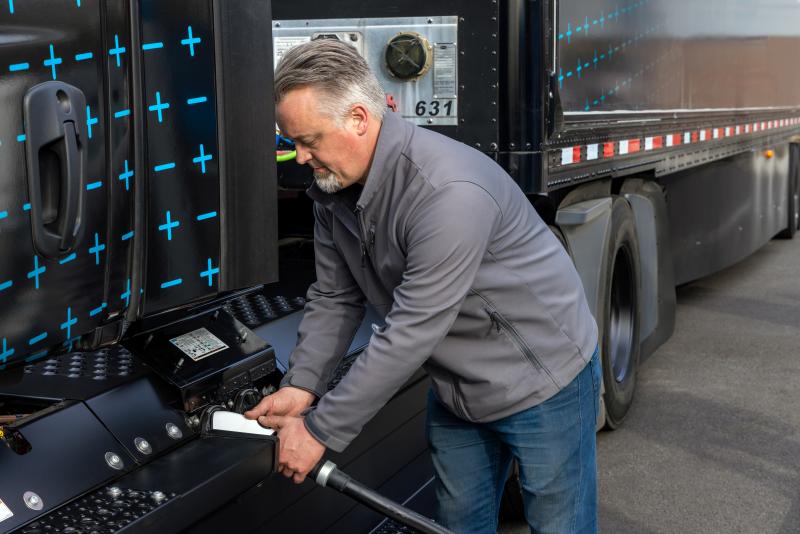 Charging a Freightliner eCascadia Electric Vehicle