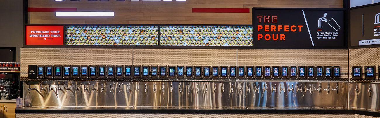 a row of bottles on a table