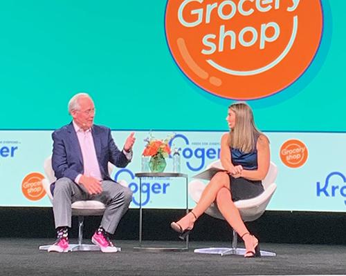 Rodney McMullen, chairman and CEO of The Kroger Co., and Krystina Gustafson, SVP content, Groceryshop