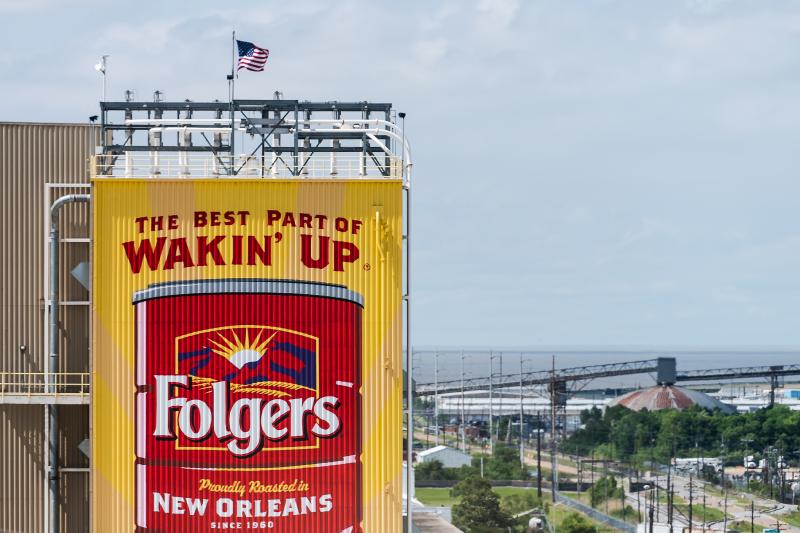 Folgers logo at plant