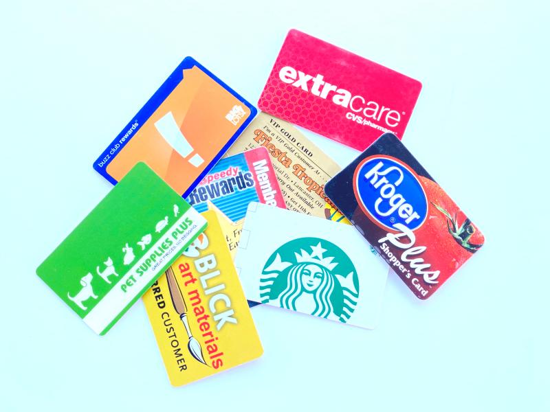 several loyalty reward cards including cvs extracare