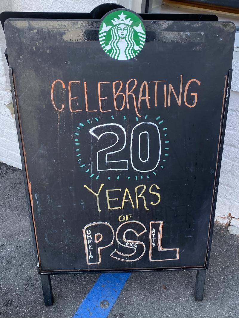 pumpkin spice starbucks sign