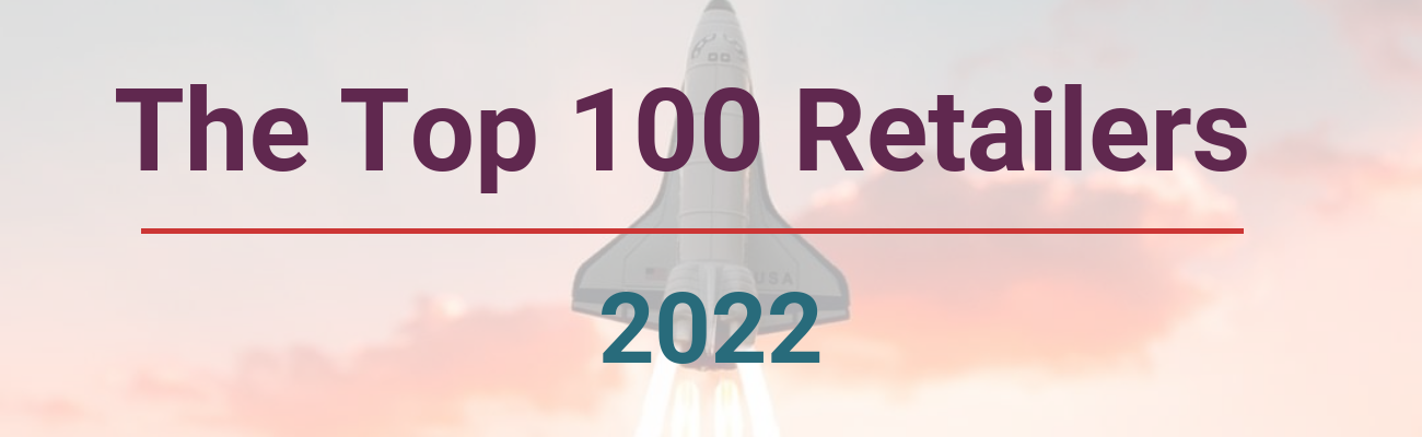 Top 100 Retailers graphic with rocket in background