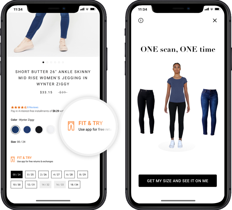 1822 Denim leverages 3DLOOK's YourFit technology, which provides virtual try-on services and size recommendations. 